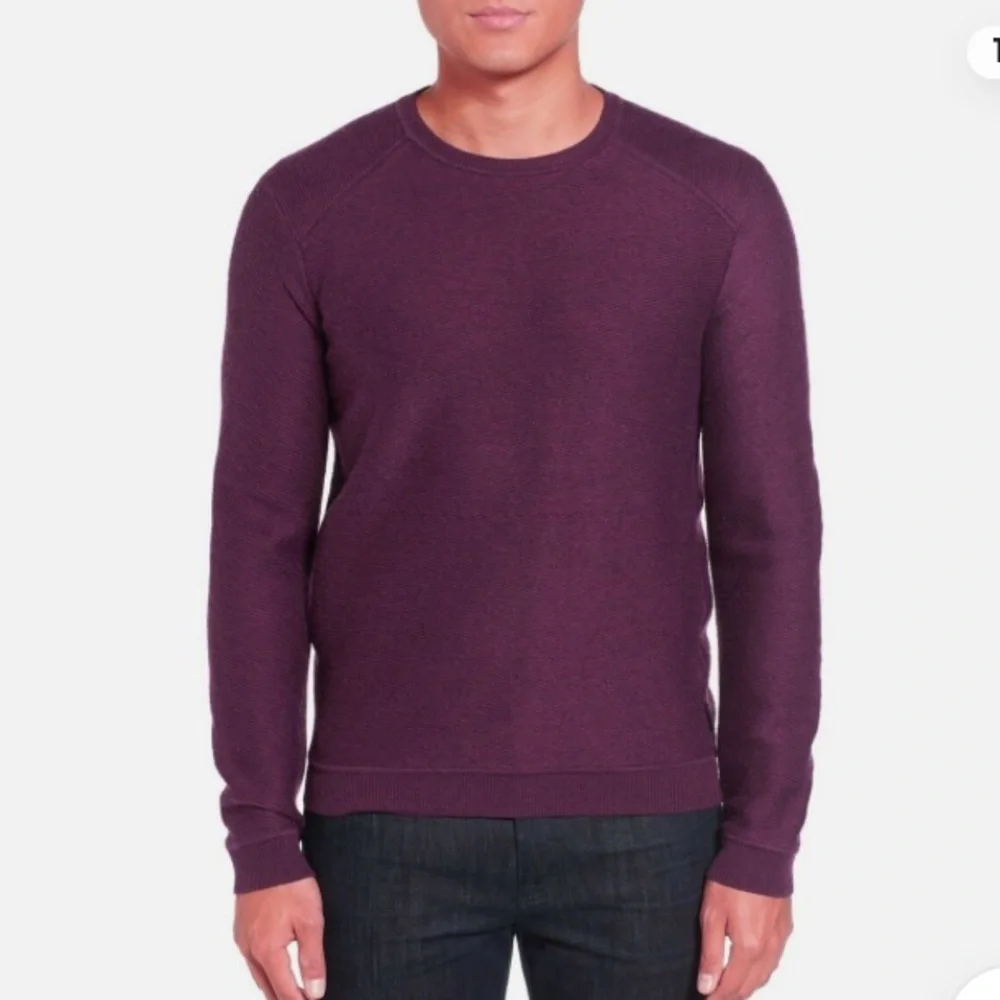 TED BAKER MENS NWOT WOOL BLEND BURGUNDY PRINT CREW NECK SWEATER SIZE 6